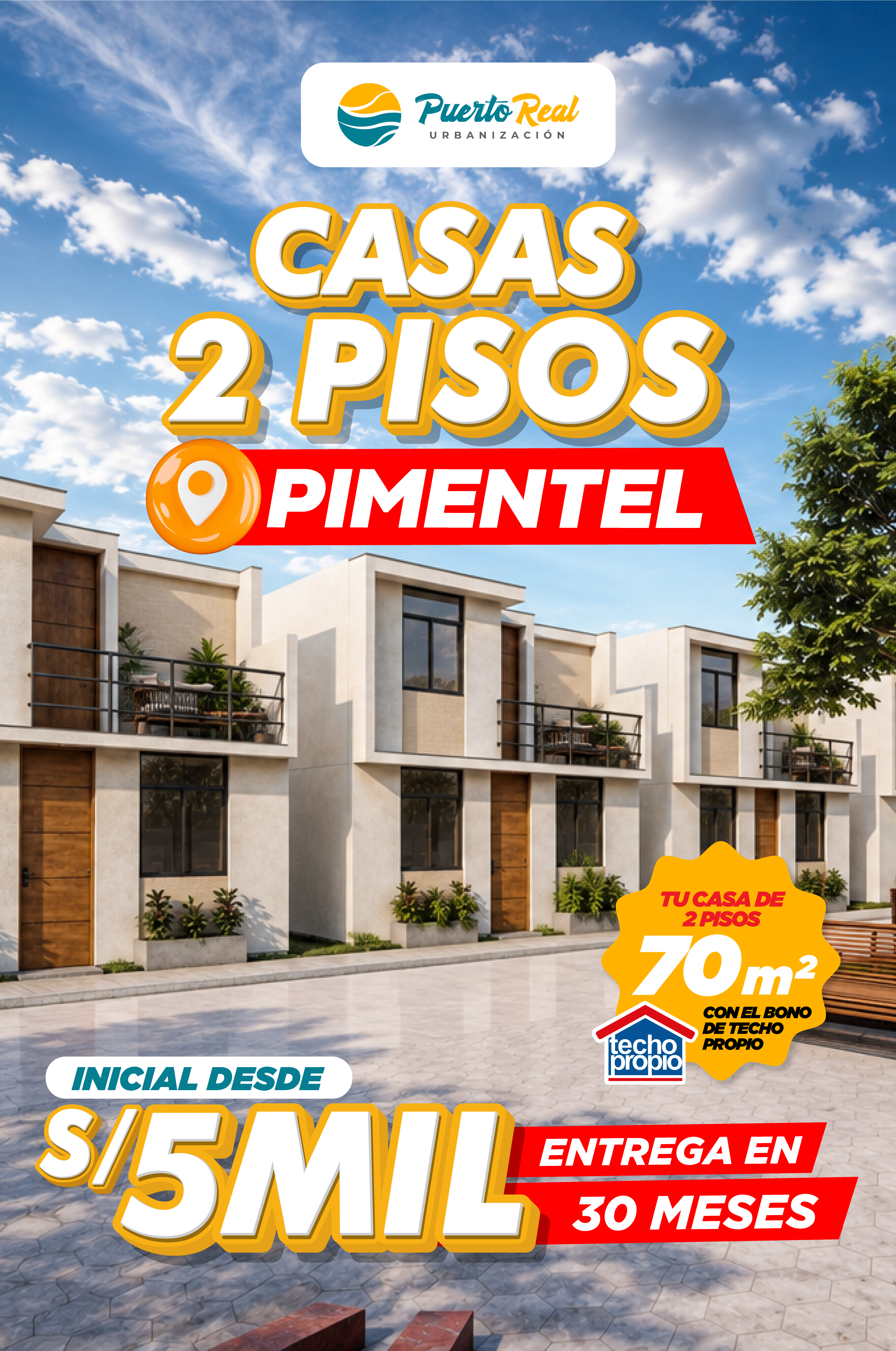 Puerto Real: casas de 2 pisos en Pimentel